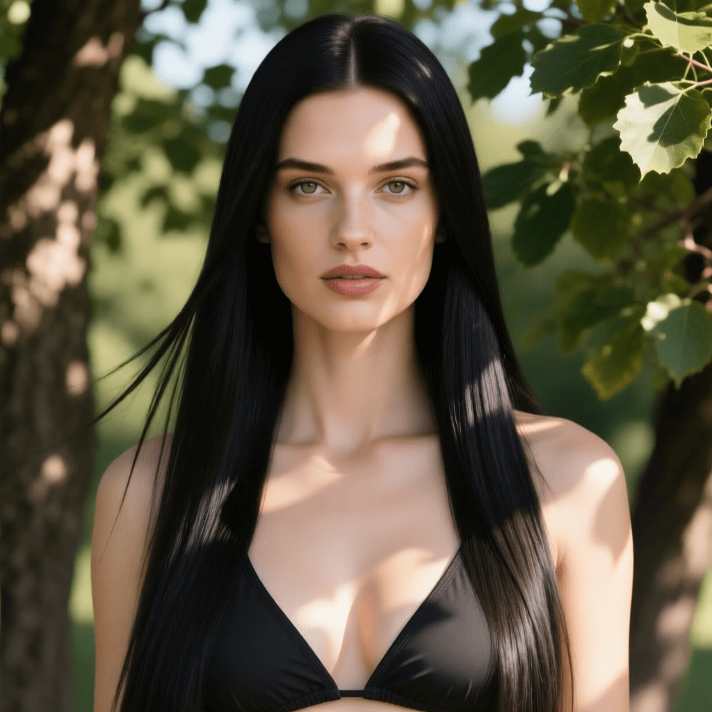 After - Replace clothes to a bikini.