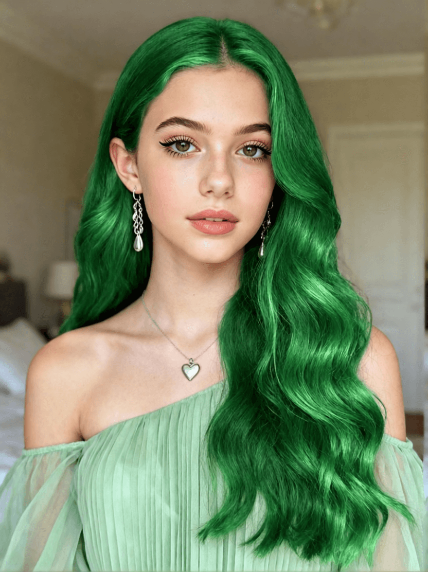 After - Replace the hair color to green.